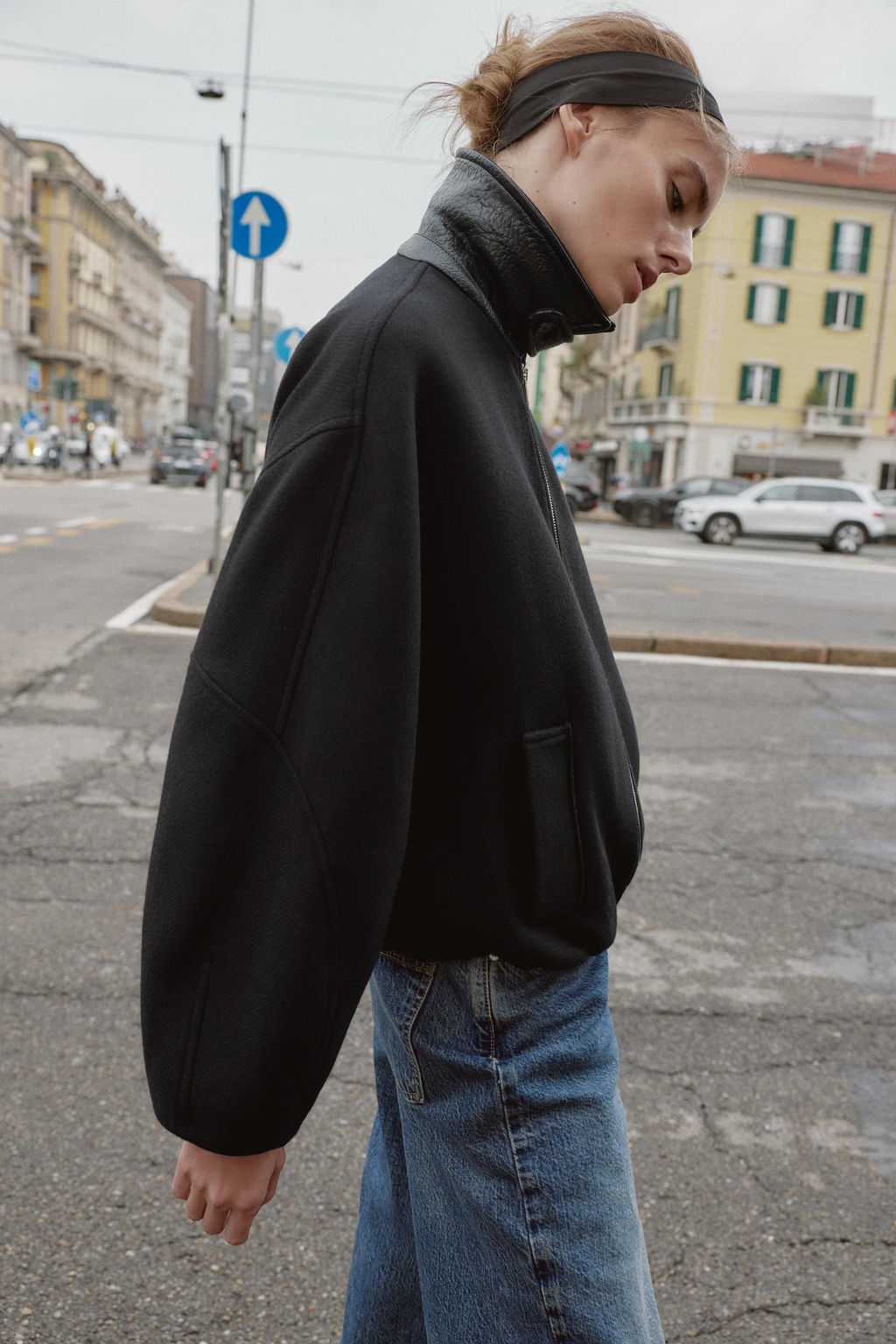 BALLOON BOMBER JACKET WITH CONTRAST WOOL COLLAR - Zara фото 6