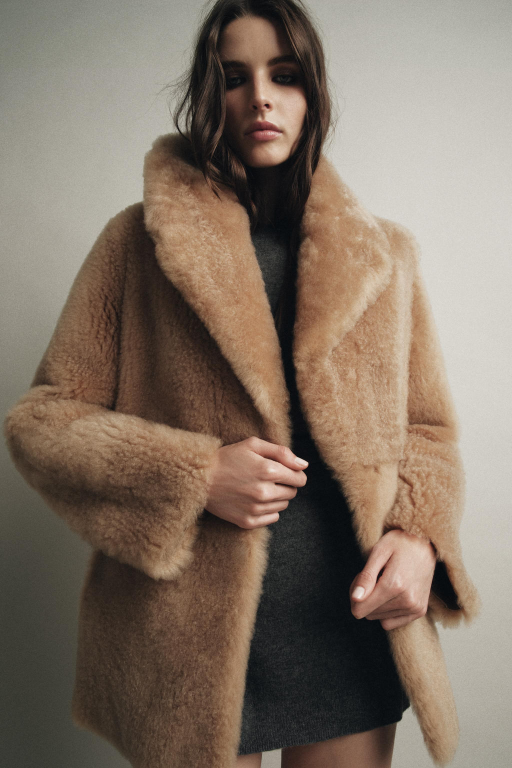 LEATHER COAT WITH SHEEPSKIN ZW COLLECTION - Zara фото 7