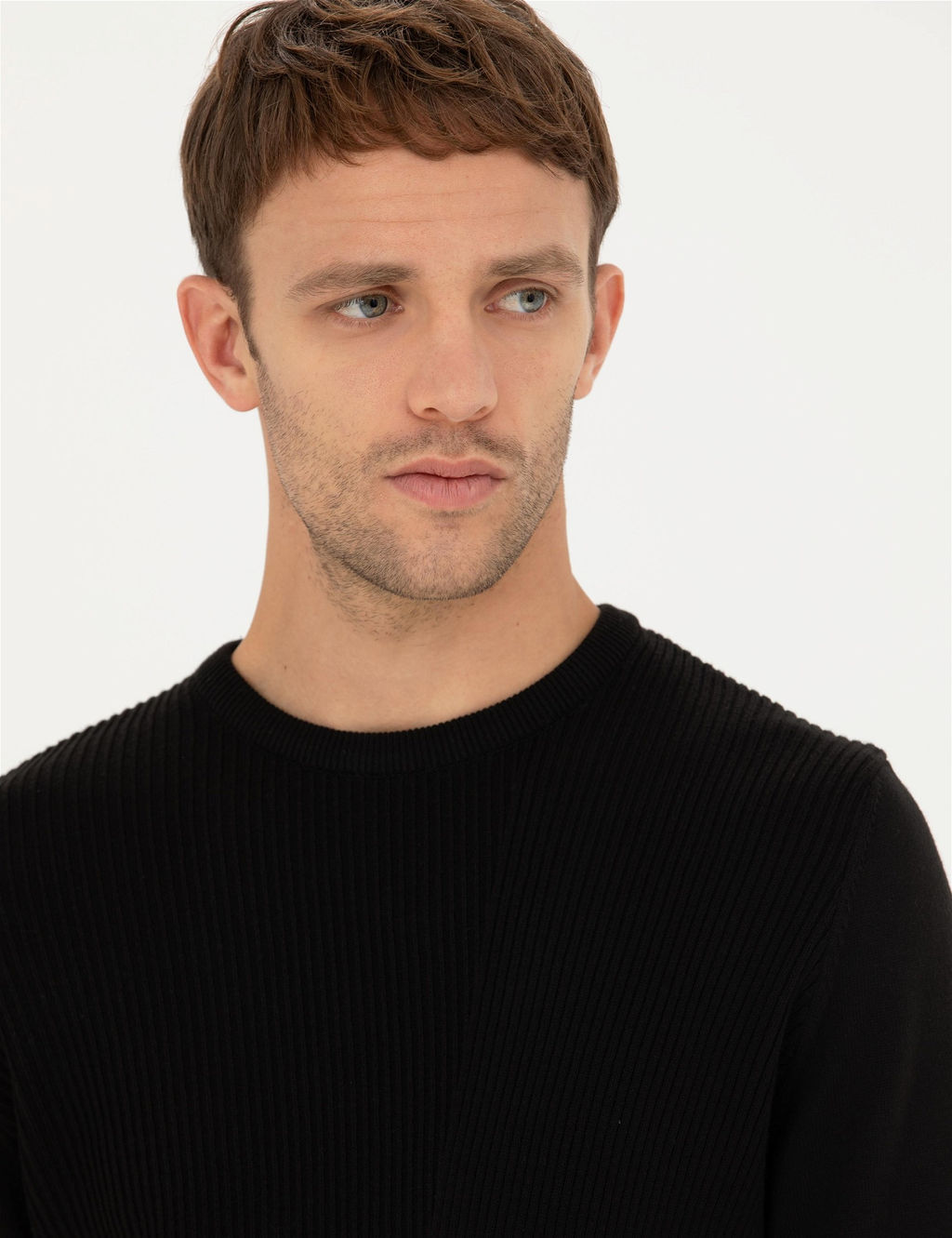 Siyah Slim Fit Bisiklet Yaka Triko Kazak - Pierre cardin фото 2