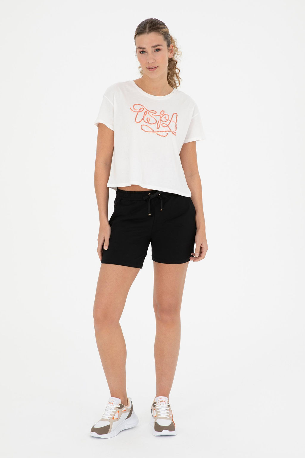 Женская футболка цвета экрю с круглым вырезом - U.s. polo assn фото 11