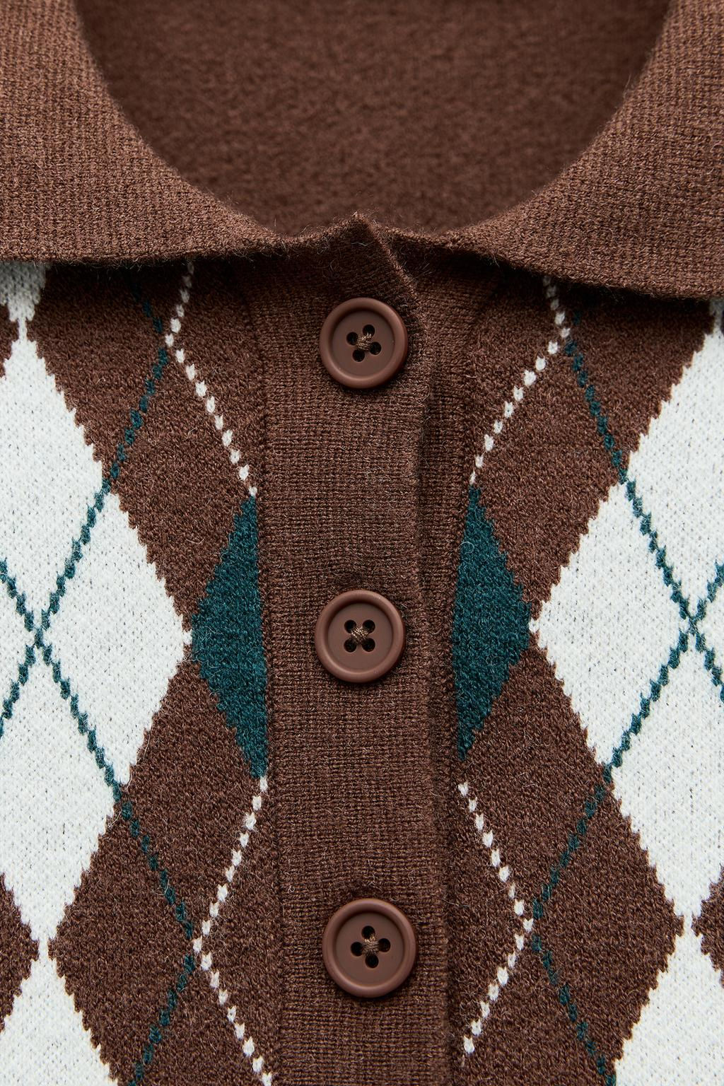 ARGYLE JACQUARD POLO SWEATER - Zara фото 16