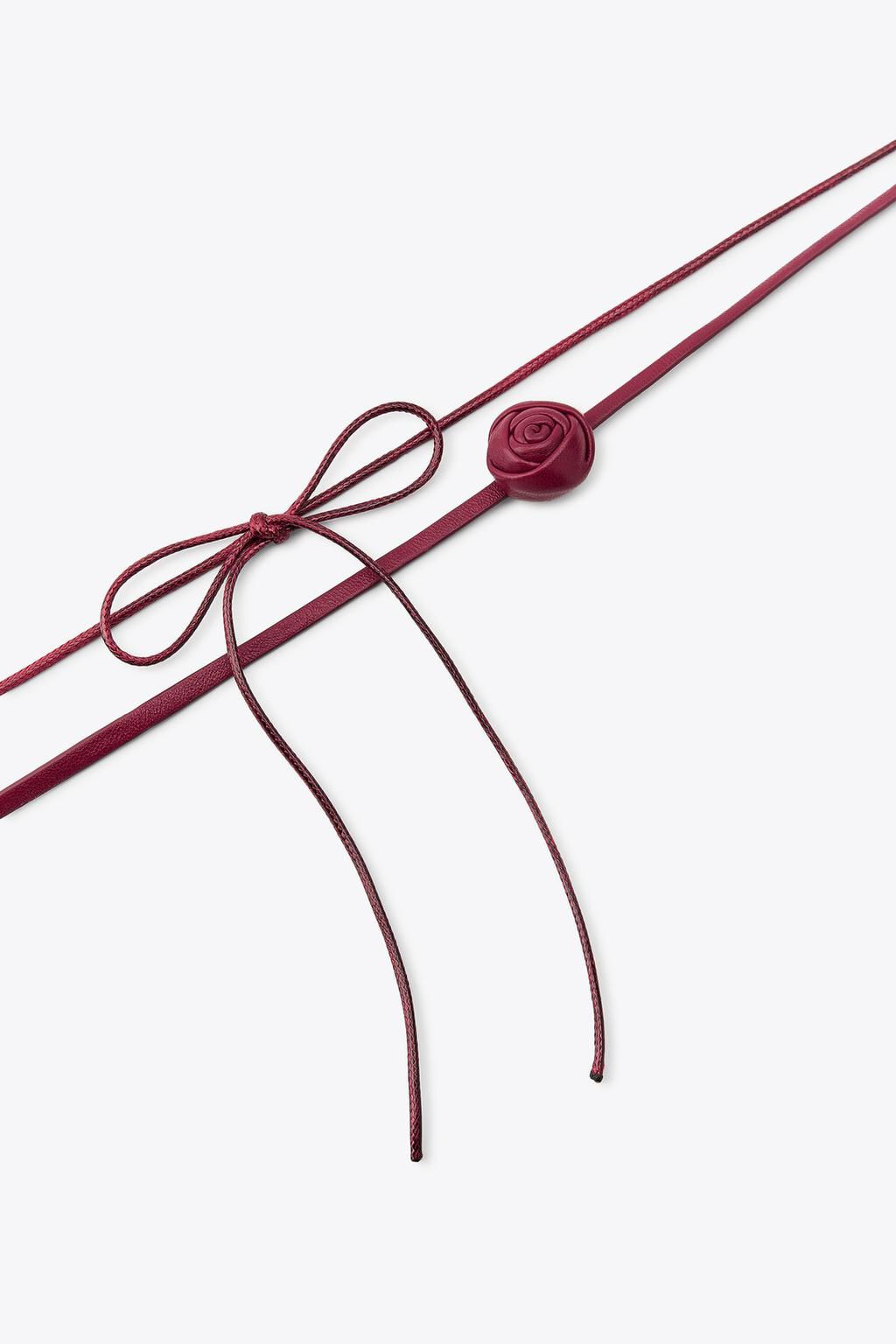 DOUBLE LEATHER FLOWER CHOKER NECKLACE - Zara фото 2