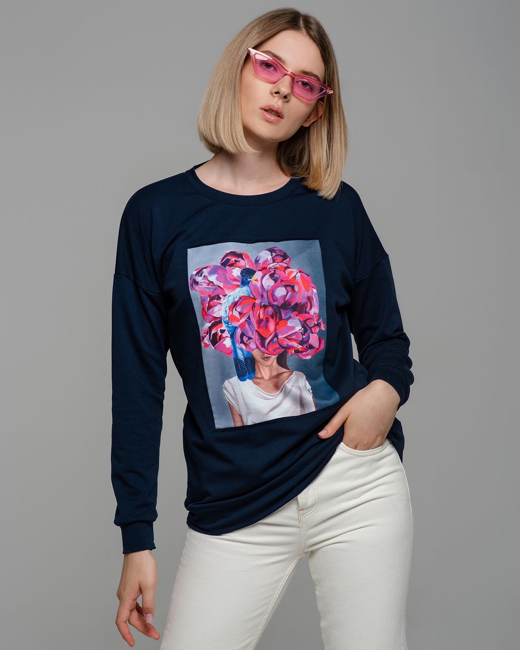 Удлинённый свитшот со вставкой ASTP037, джемпер, футер - Sahar art lab фото 7