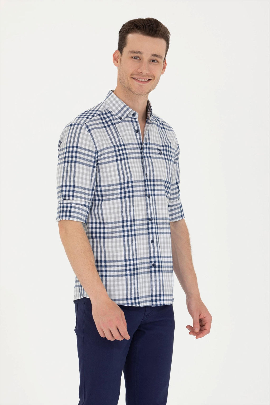 U. S. Polo Assn Мужская темно-синяя рубашка в шотландскую клетку - U.s. polo assn фото 10