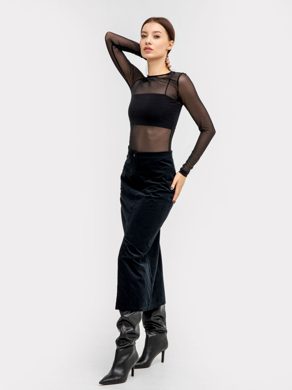 Юбка женская миди в черном цвете черный 152788 - Mark formelle фото 4