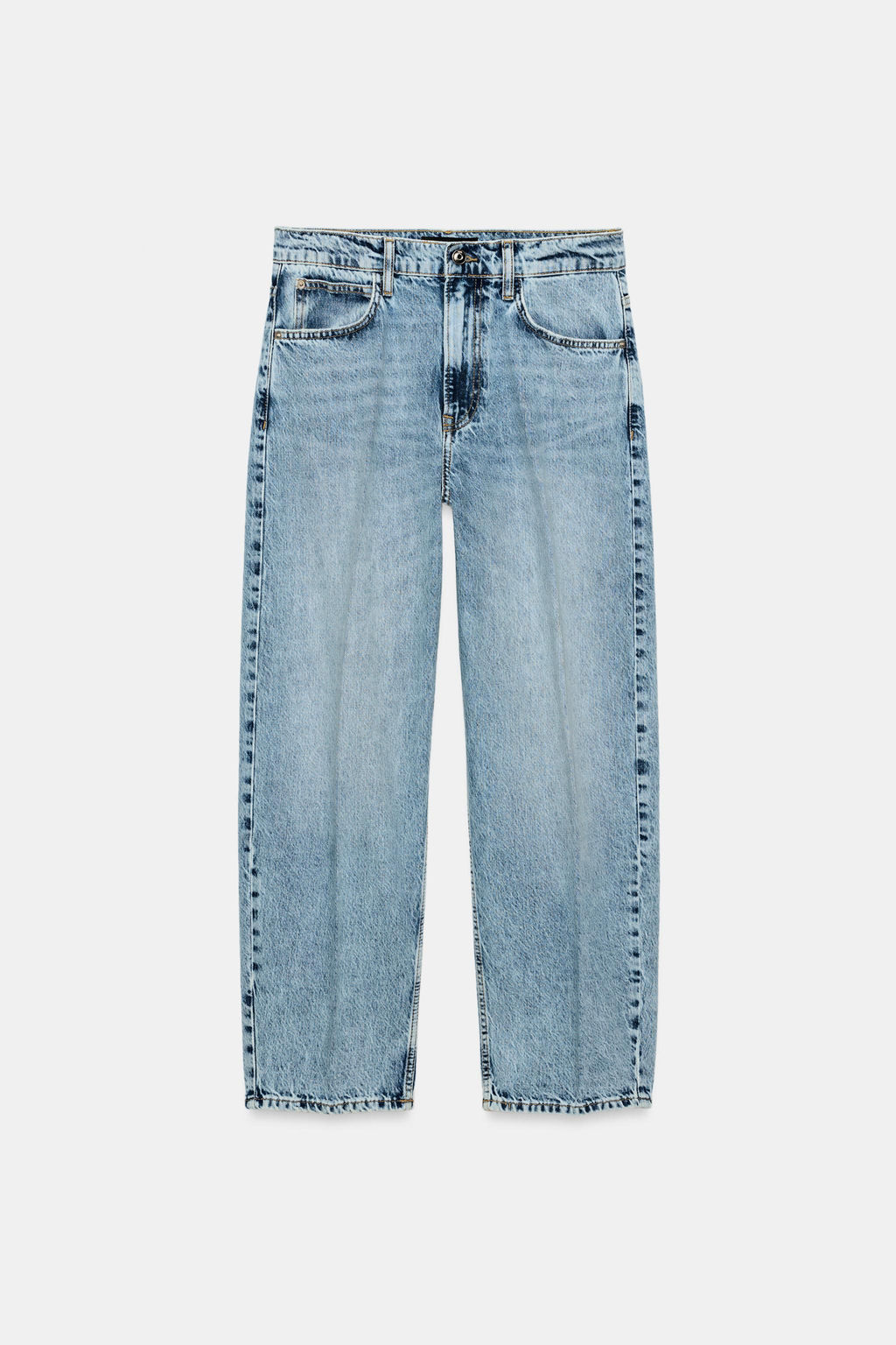 JEANS Z1975 BARREL TIRO MEDIO RAYA PLANCHADA / Azul medio - Zara фото 8