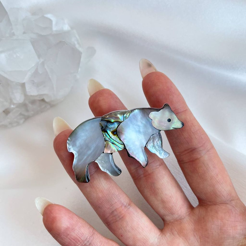 Радуга Самоцветов Брошь Медведь Халиотис, Перламутр  фото 2