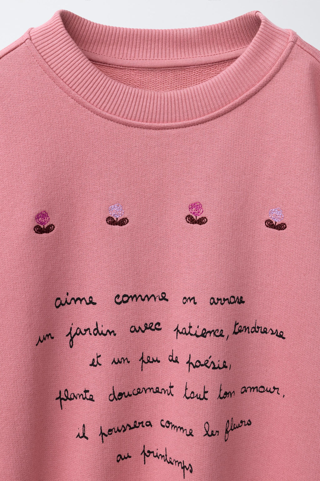 SWEATSHIRT WITH SLOGAN AND FLORAL EMBROIDERY - Zara фото 3