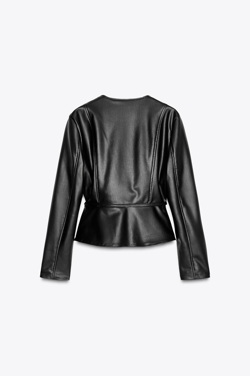 FAUX LEATHER PEPLUM JACKET - Zara фото 6