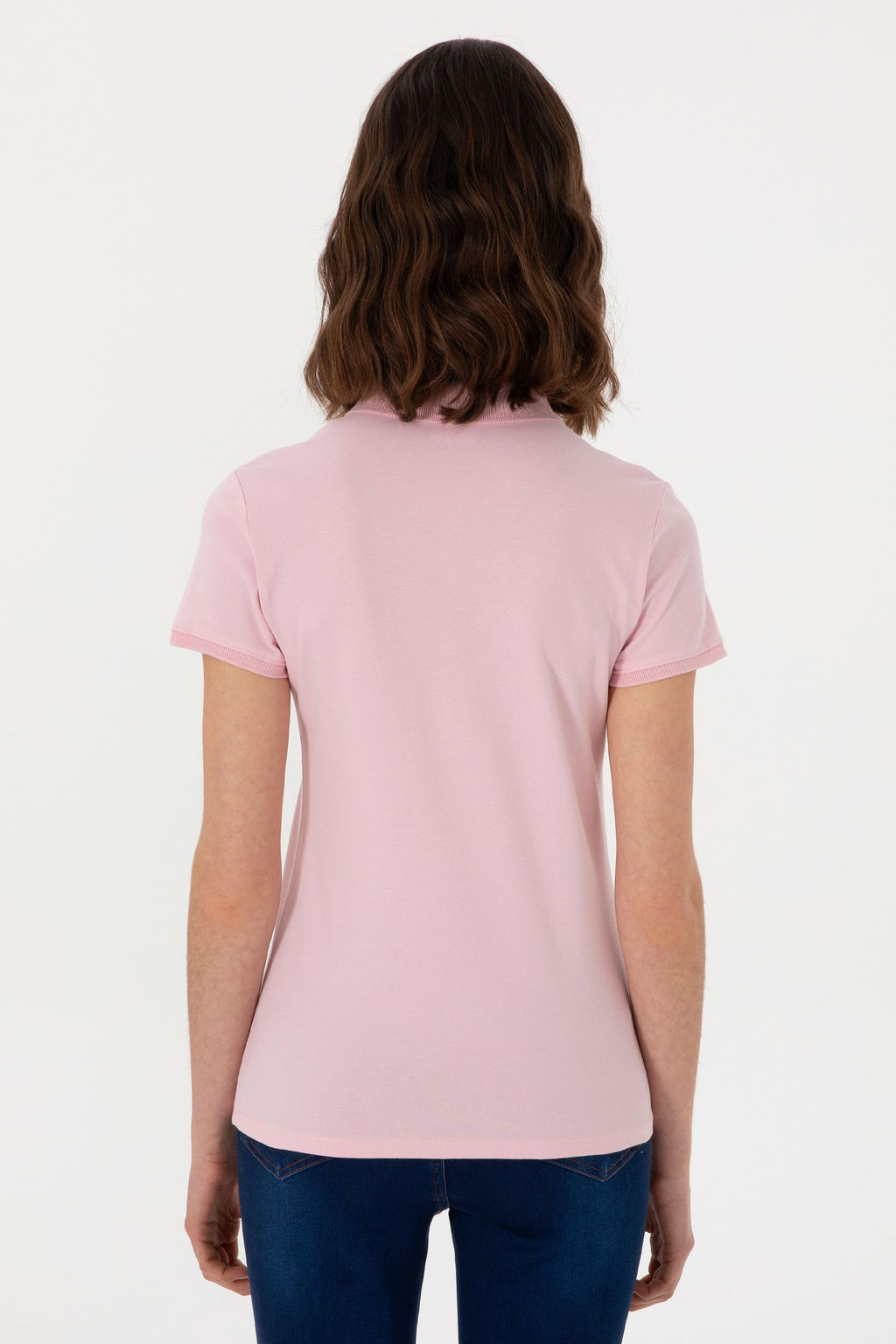 Футболка Kadın Acik Pembe Polo Yaka светло-розовая из хлопка