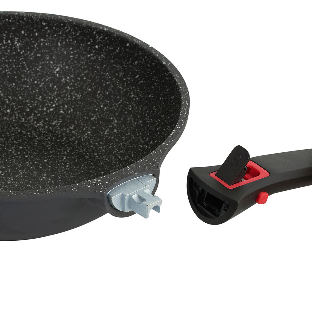 50320 WERNER Сковорода-вок Marseille 28,0х8,0 см из литого алюминия с трехслойным антипригарным мраморным покрытием Pfluon Marble, cо съемной бакелитовой ручкой, для всех видов плит, включая индукционные. Толщина дна: 4,5 мм, толщина стенок: 2,0 мм.  фото 6