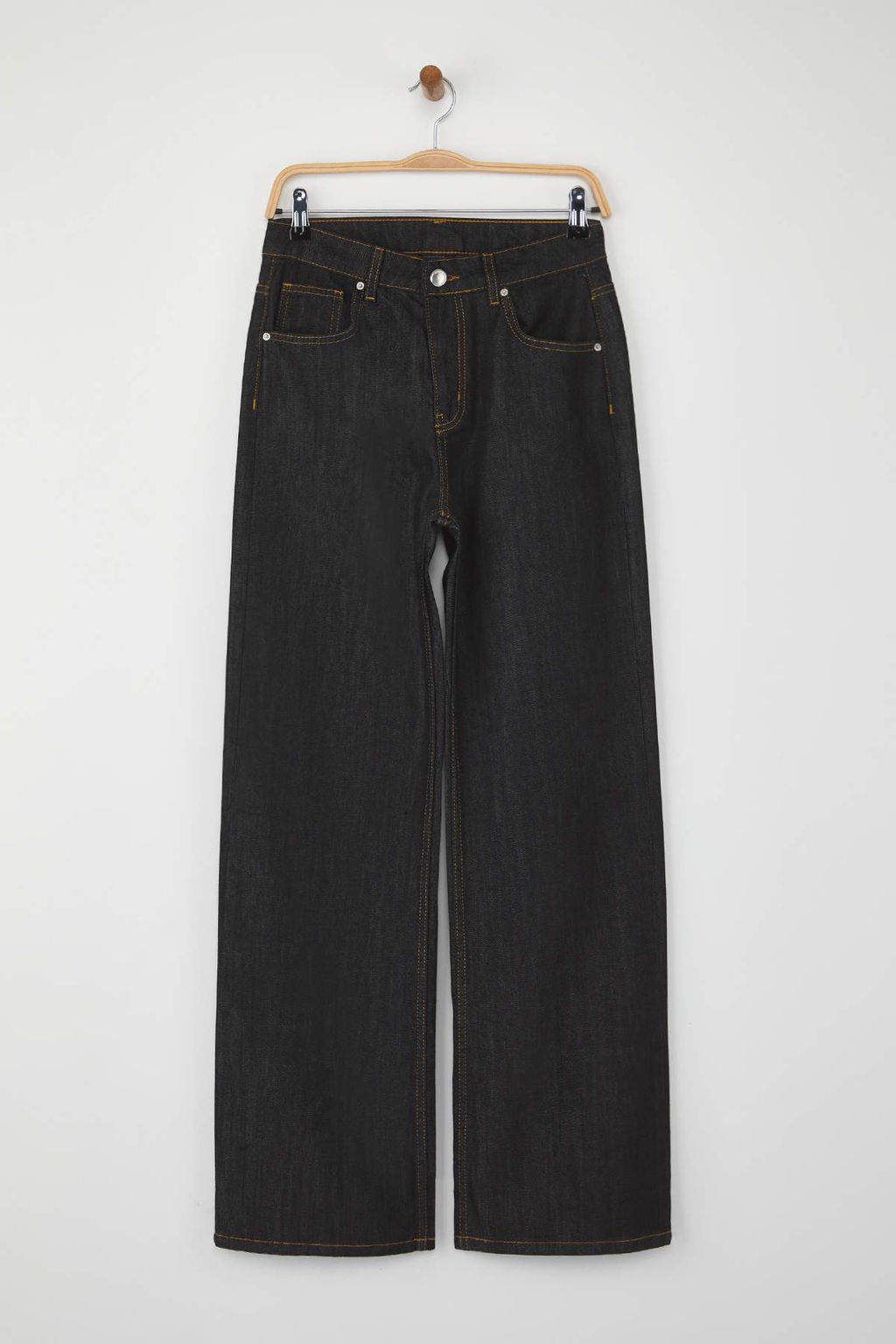 Siyah Yuksek Bel Genis Paca Wide Leg Jeans TWOAW26JE00070 - Trendyolmilla фото 5