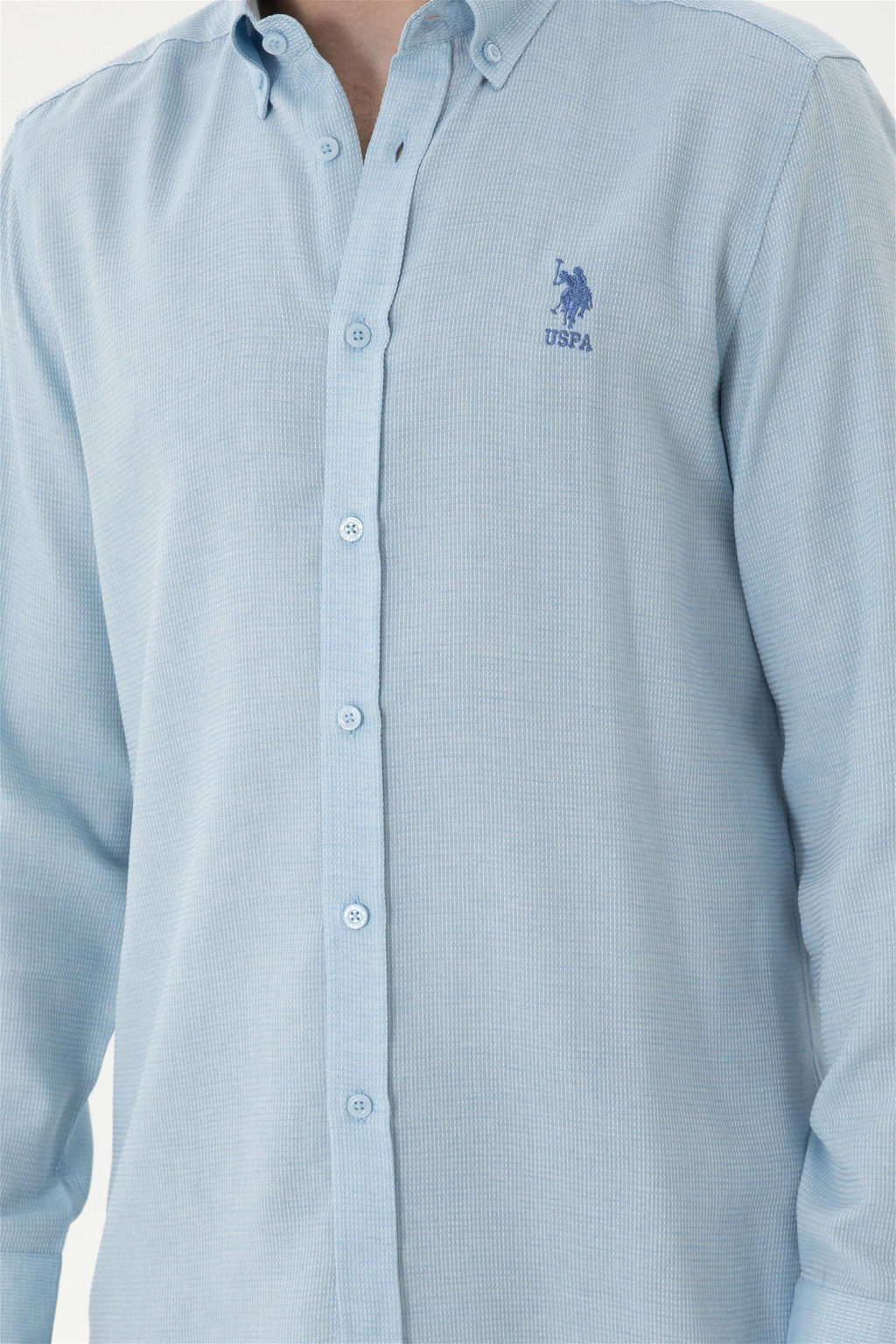 Мужская голубая рубашка с длинным рукавом - U.s. polo assn фото 6