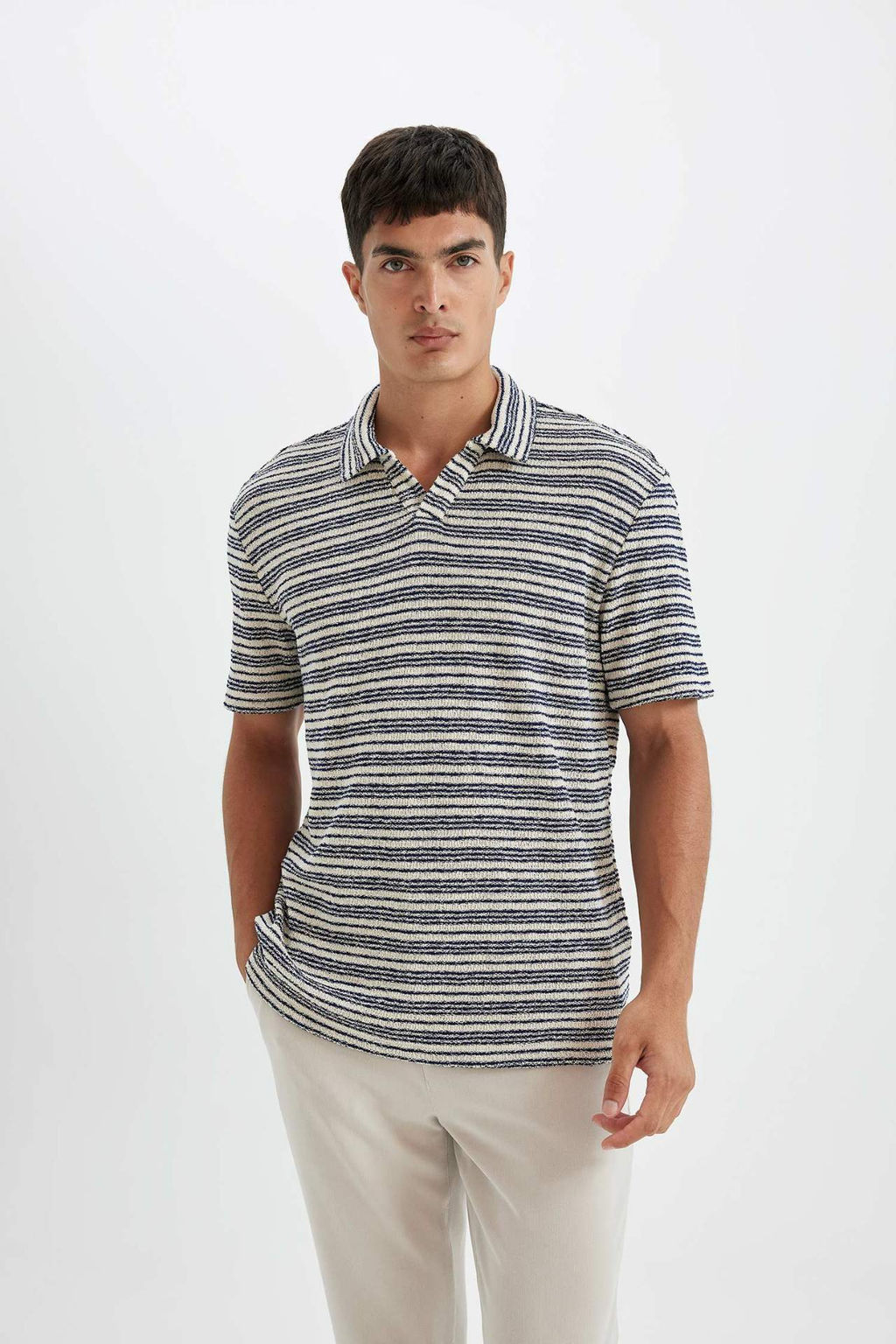 Regular Fit K?sa Kollu Triko Polo Tisort - Defacto фото 4