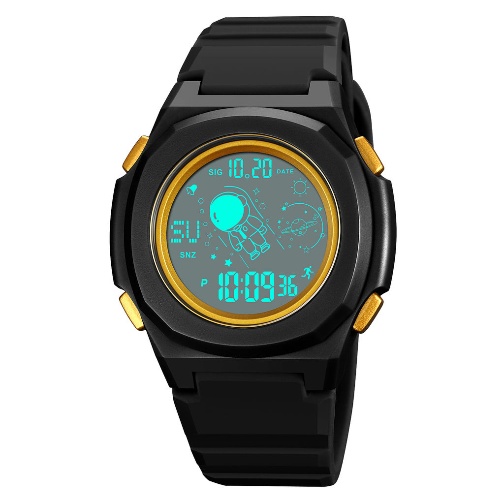 Часы наручные Skmei мужские электронные спортивные 2024black-gold