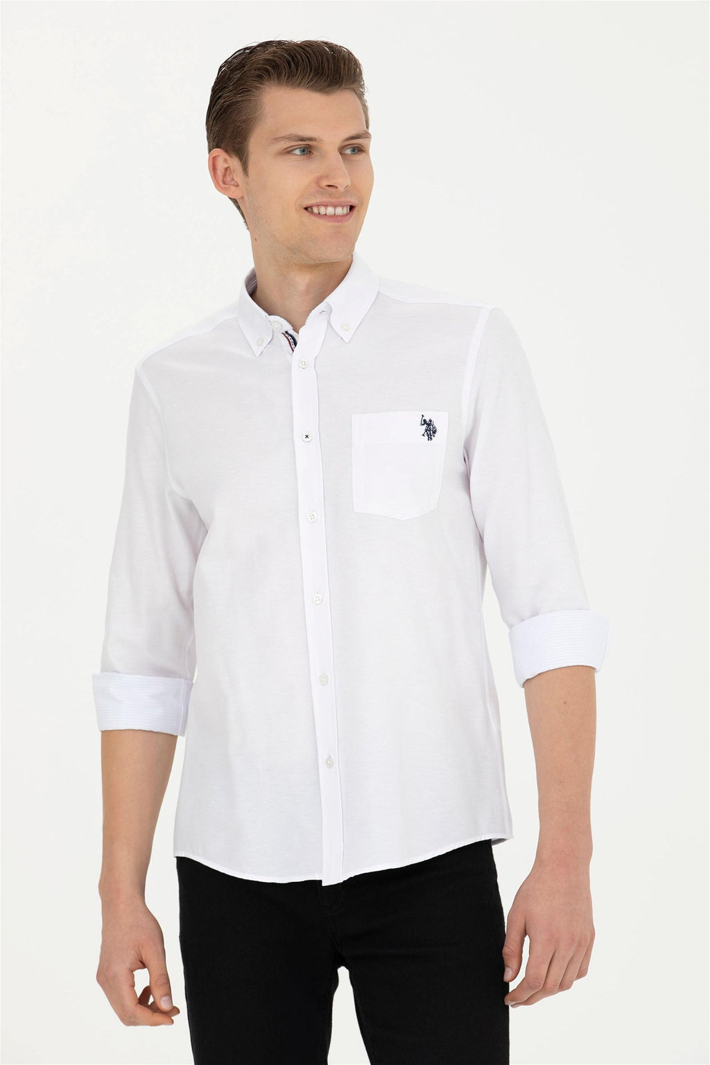 Мужская белая рубашка с длинным рукавом - U.s. polo assn фото 8