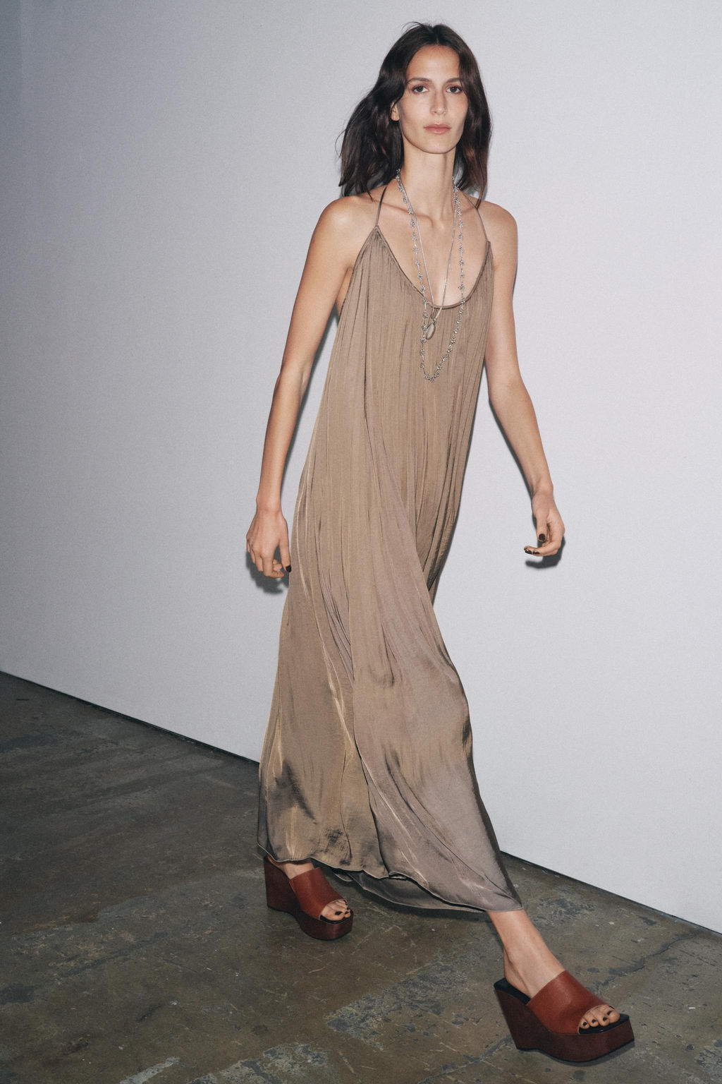 ZW COLLECTION LONG SATIN DRESS - Zara фото 13