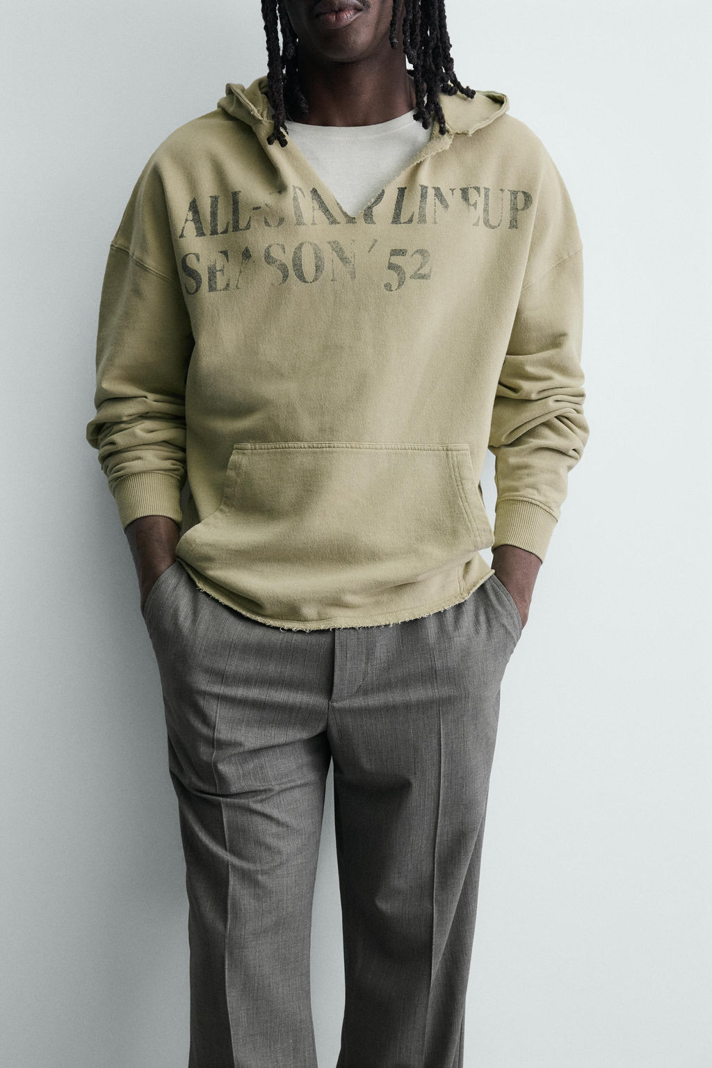 SUDADERA LAVADA TEXTO ESTAMPADO / Verdoso - Zara фото 6