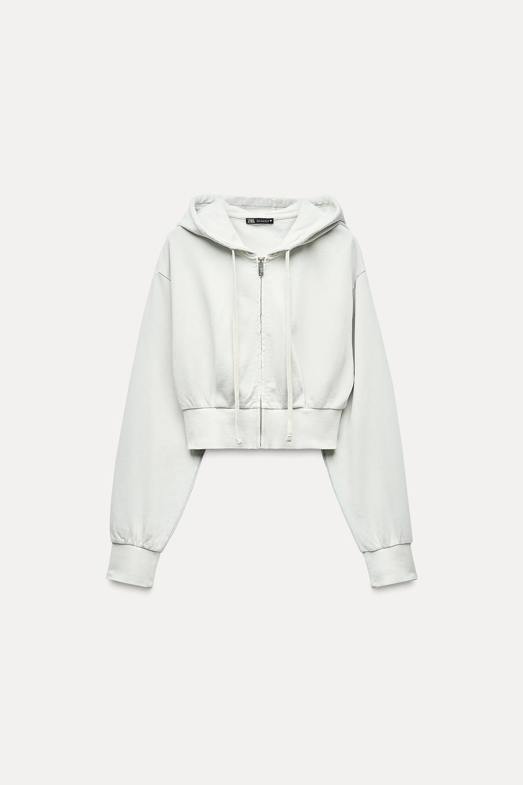 FADED-EFFECT CROPPED HOODIE - Zara фото 4