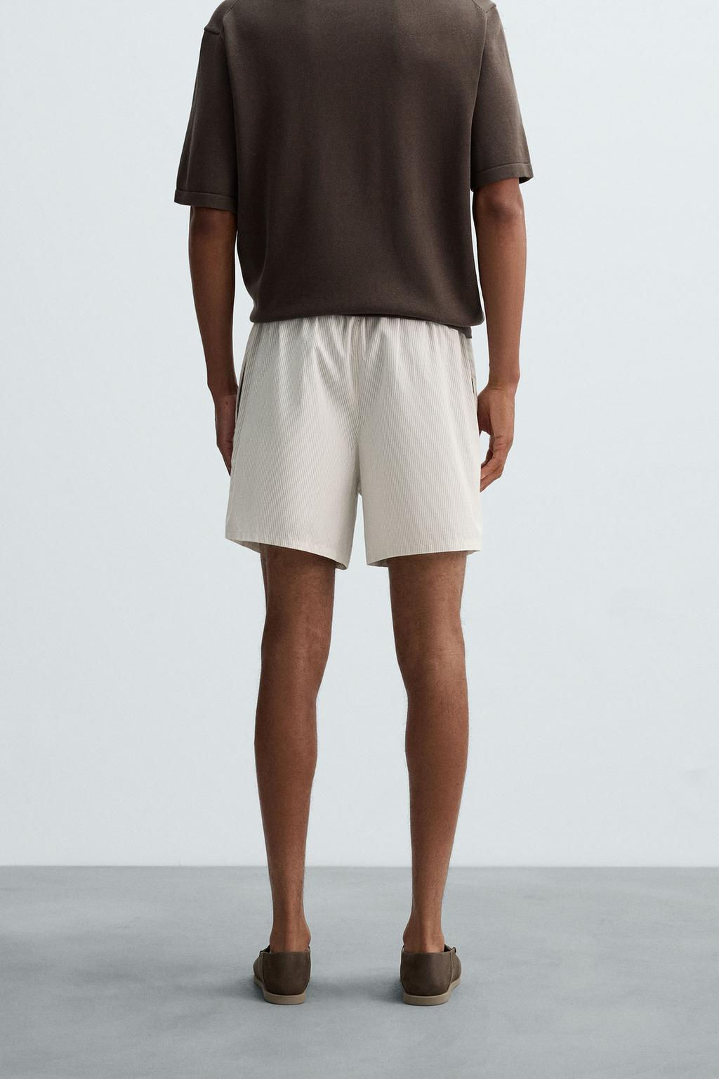 COTTON-HEMP STRIPED BERMUDA SHORTS - Zara фото 12