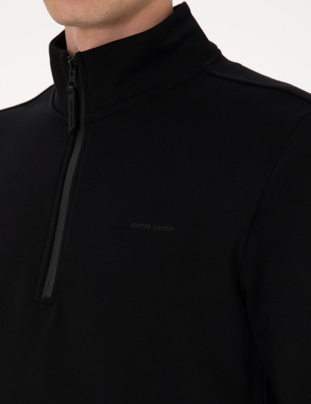 Siyah 3 _plik Regular Fit Fermuarl_ Dik Yaka Basic Sweatshirt - Pierre cardin фото 7