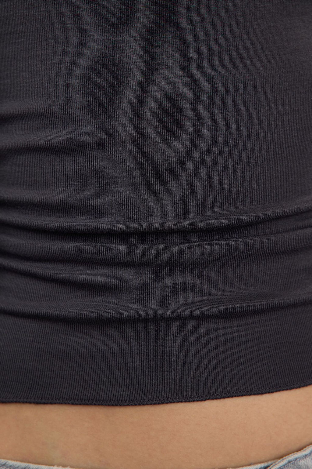 Antrasit Viskon/Yumusak Kumasl? Fitted Buzgu/Drape Detayl? Kay?k Yaka Esnek Orme Bluz TWOAW25BZ00225