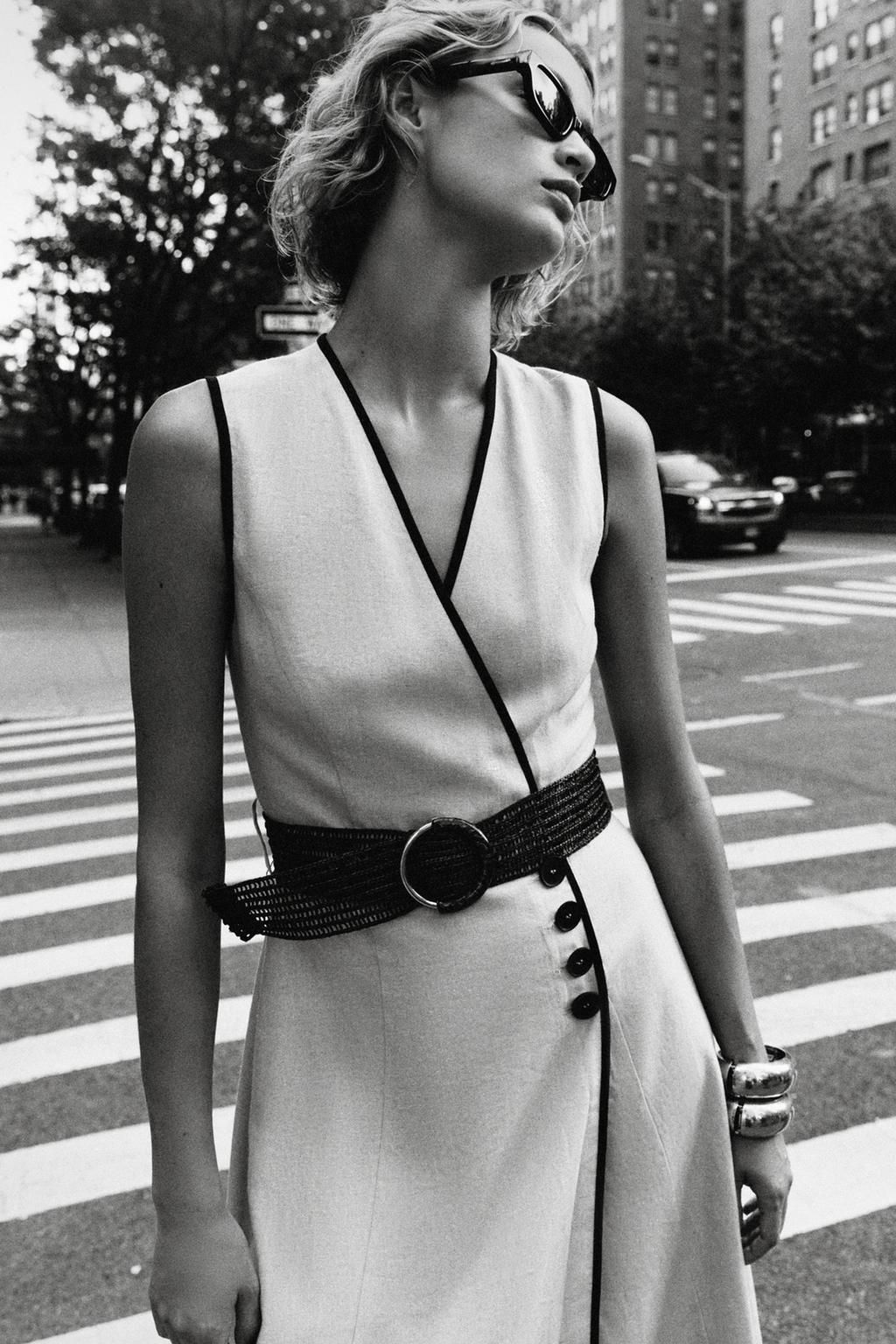 LINEN BLEND MIDI DRESS WITH BELT - Zara фото 4