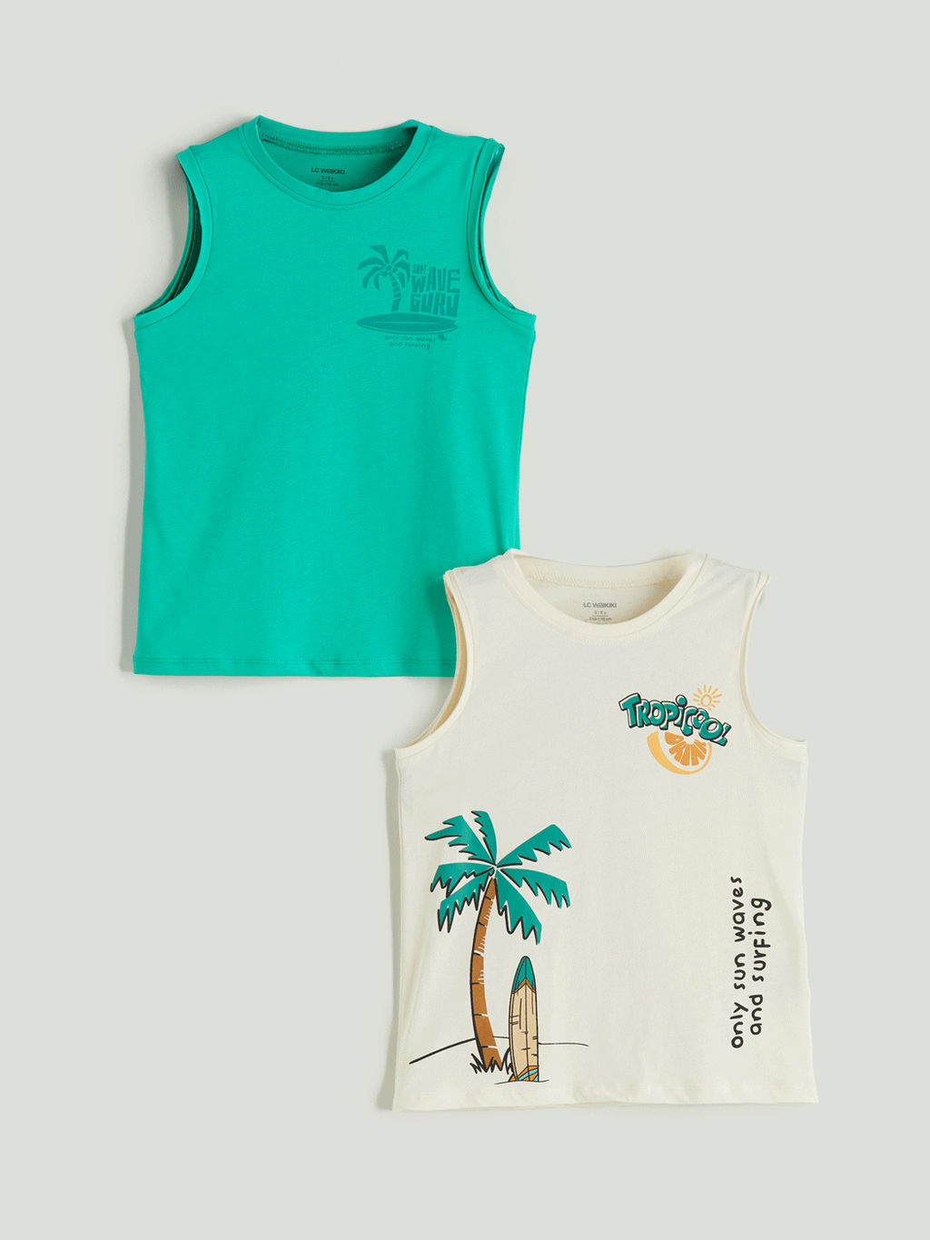 Bisiklet Yaka Bask?l? Erkek ?ocuk Atlet 2li