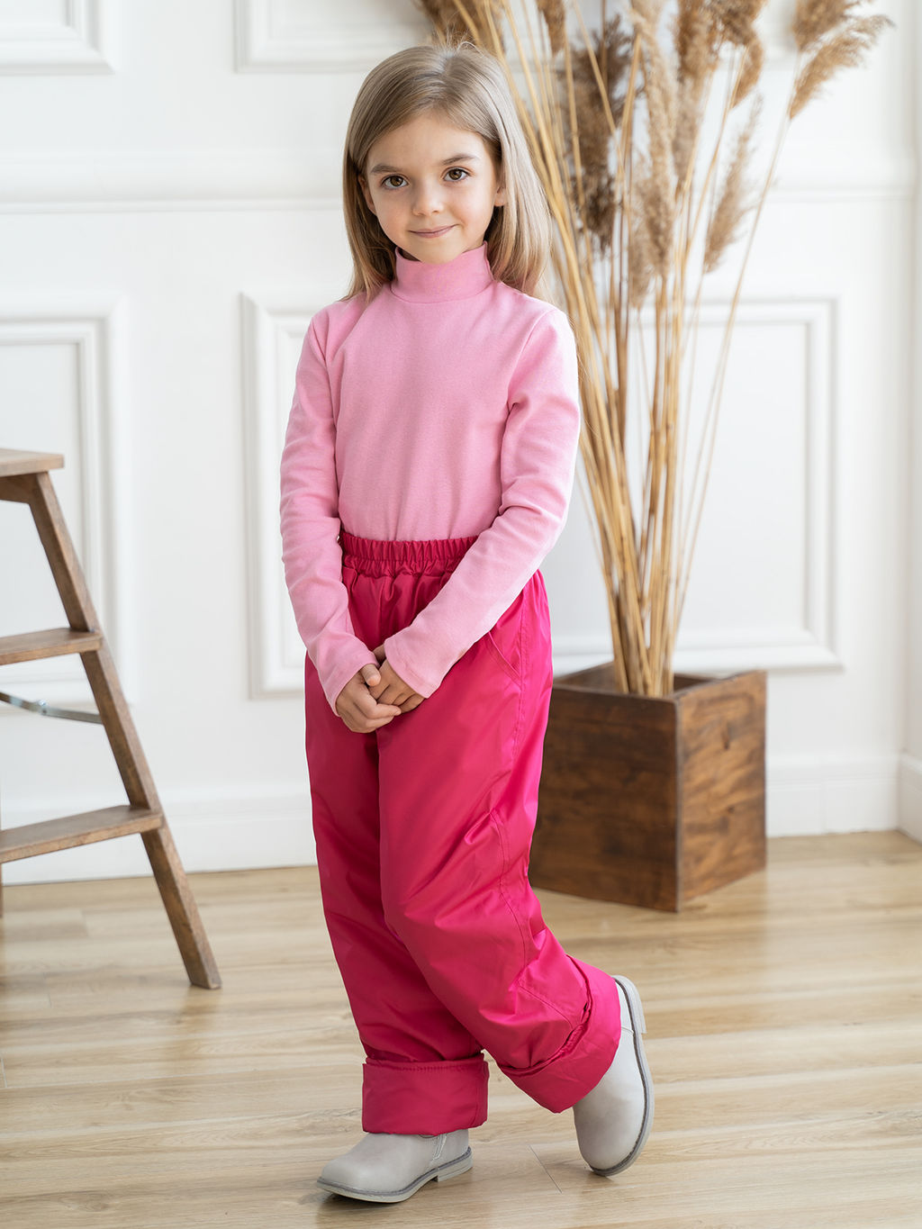 Брюки на поясе осенне-весенние малина (146, 72)