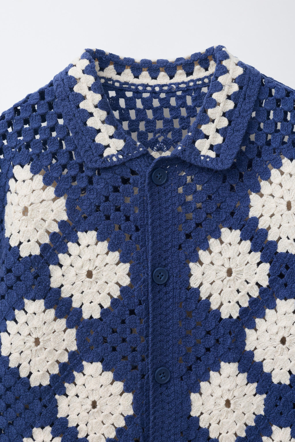 SOBRECAMISA ROMBOS PUNTO CROCHET / Marino - Zara фото 4