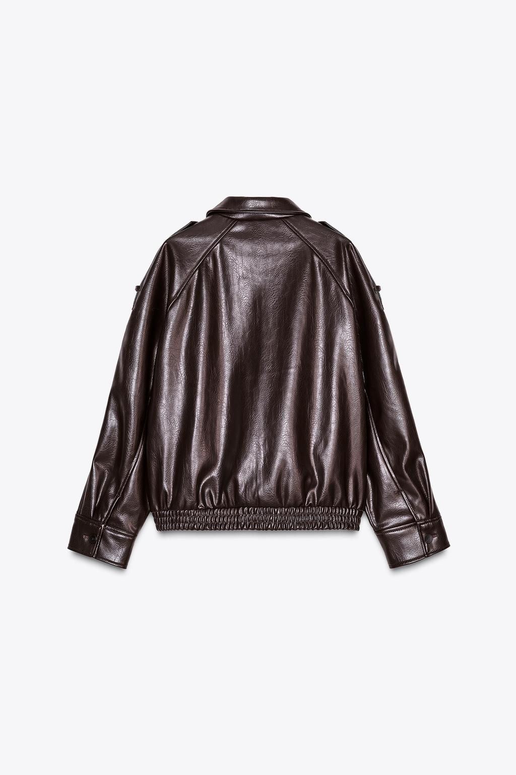LEATHER EFFECT BOMBER JACKET - Zara фото 6