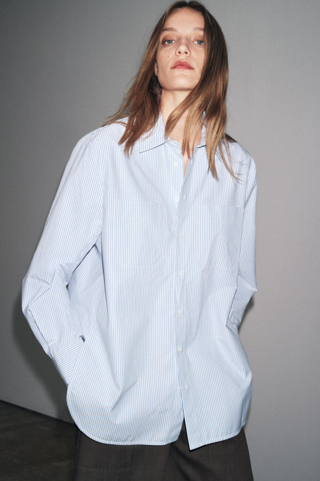 ZW COLLECTION STRIPED SHIRT WITH POCKET - Zara фото 6