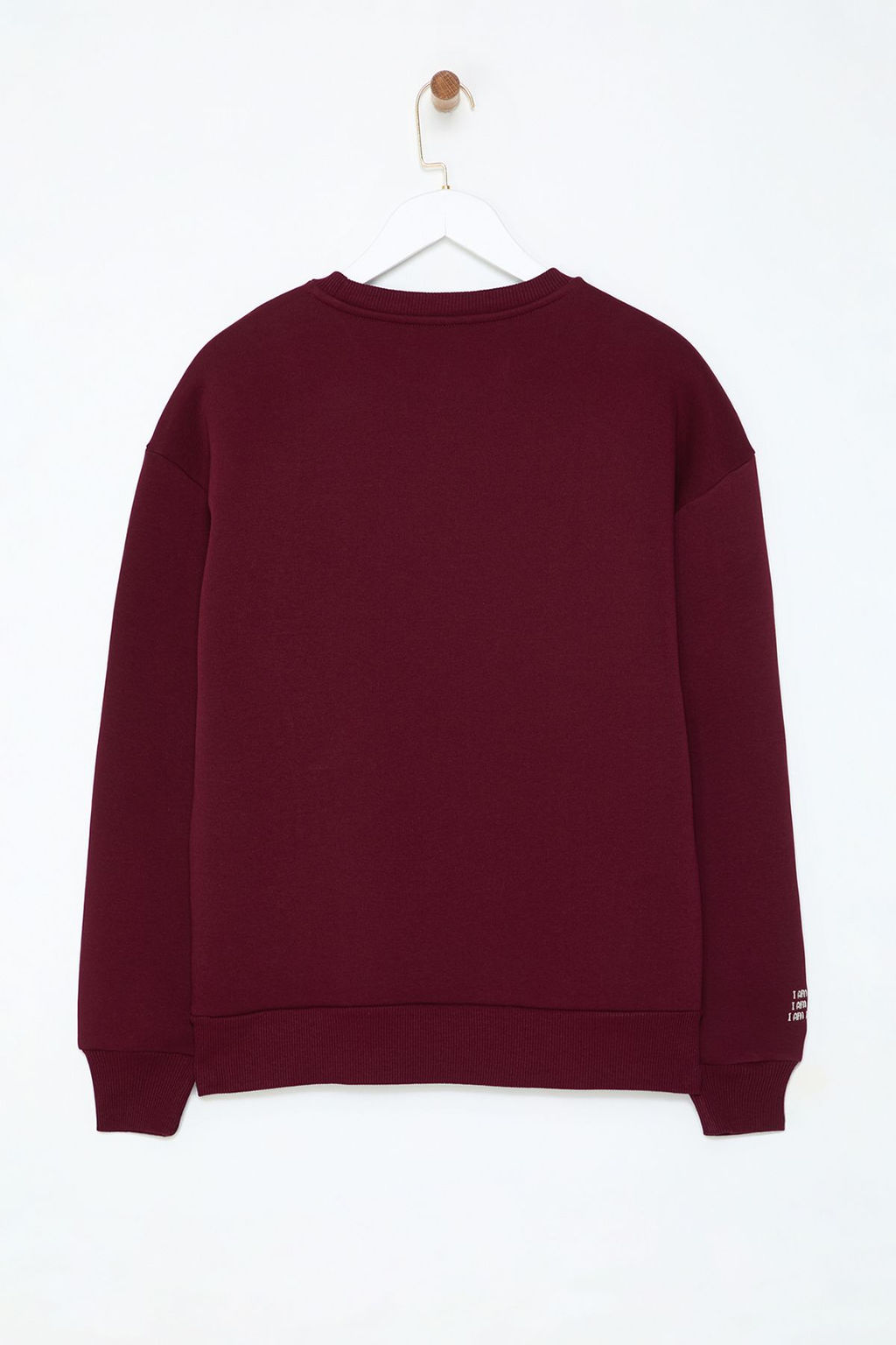 Bordo Nak?sl? Regular/Normal Kal?p Kal?n Ici Polarl? Orme Sweatshirt TWOAW25SW00176