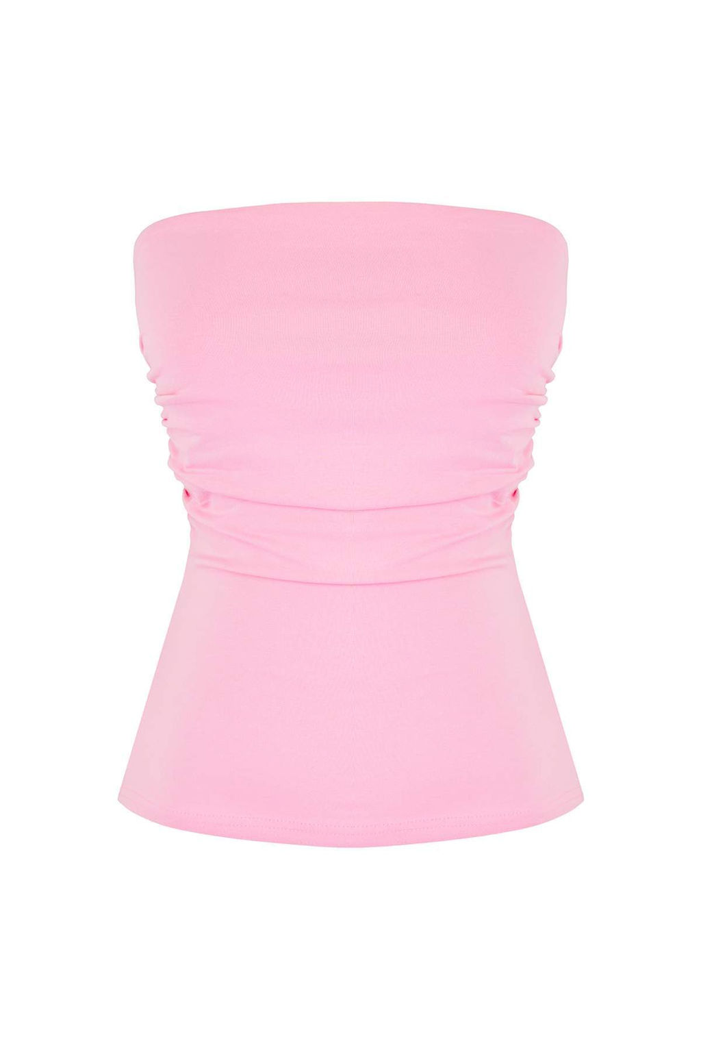 Pembe %100 Pamuk Straplez Buzgu/Drape Detayl? Orme Bluz TWOSS25BZ00484