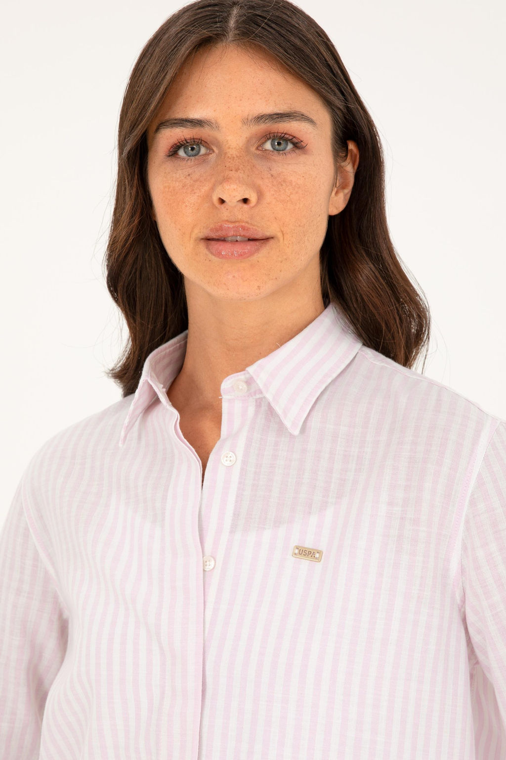 U. S. Polo Assn / Женская розовая рубашка с длинным рукавом - U.s. polo assn фото 2