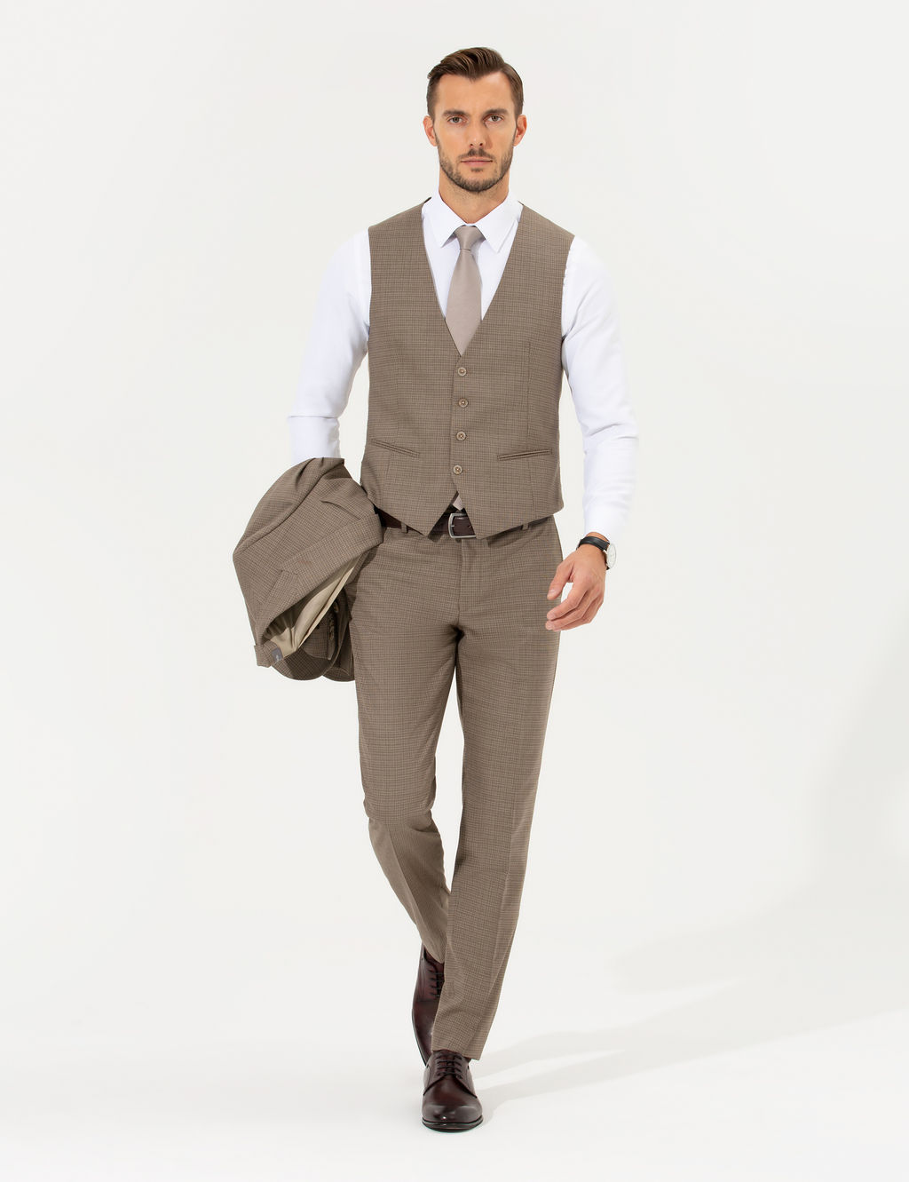 A__k Kahverengi Ex. Slim Fit Tak_m Elbise