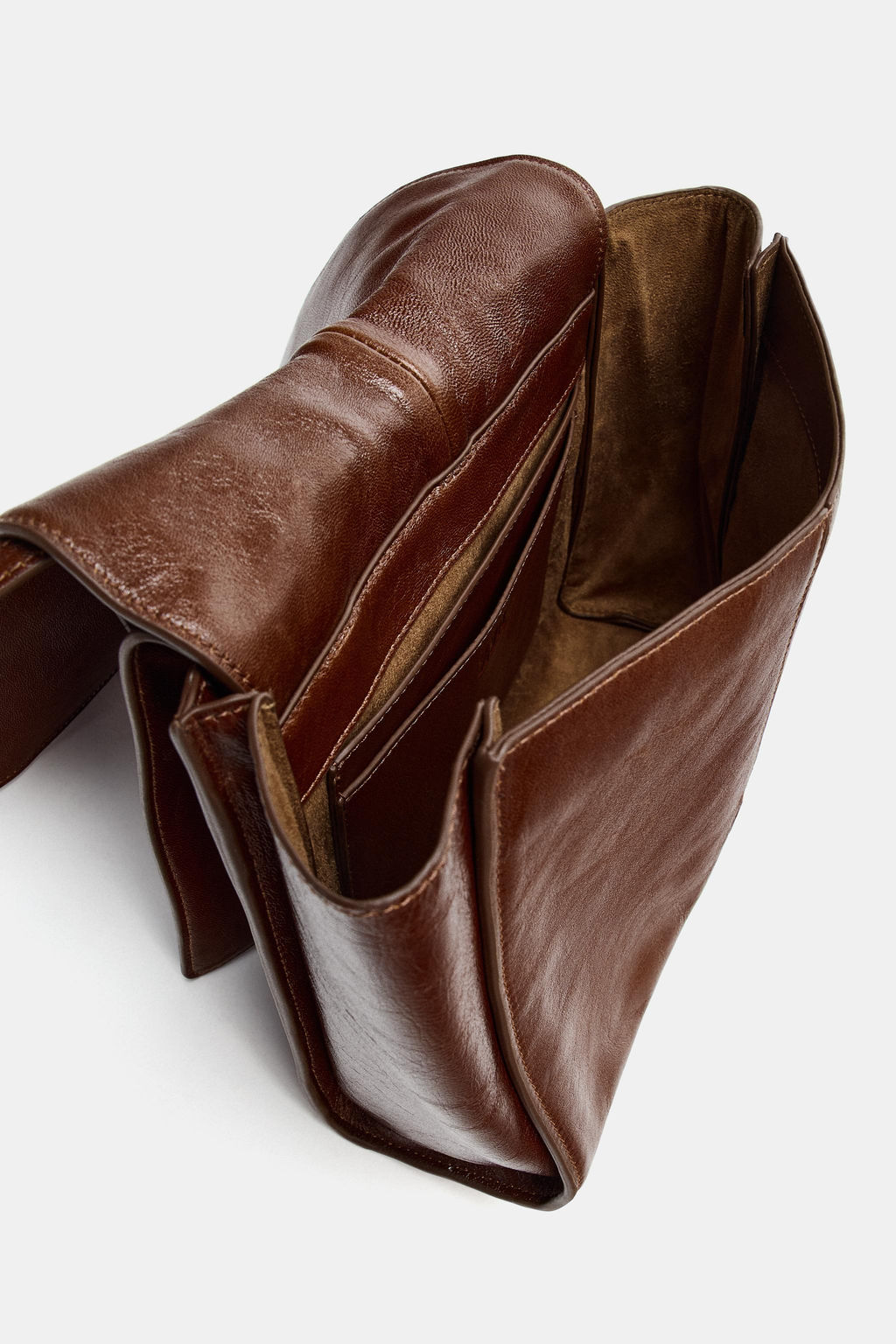 MINI SHOPPER PIEL DOBLE BOLSILLO / Marr?n - Zara фото 6