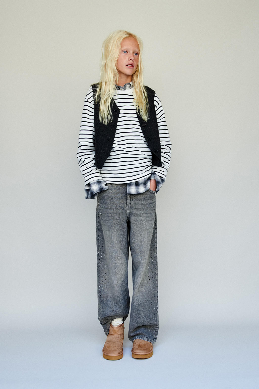 WIDE-LEG RHINESTONE JEANS - Zara фото 5