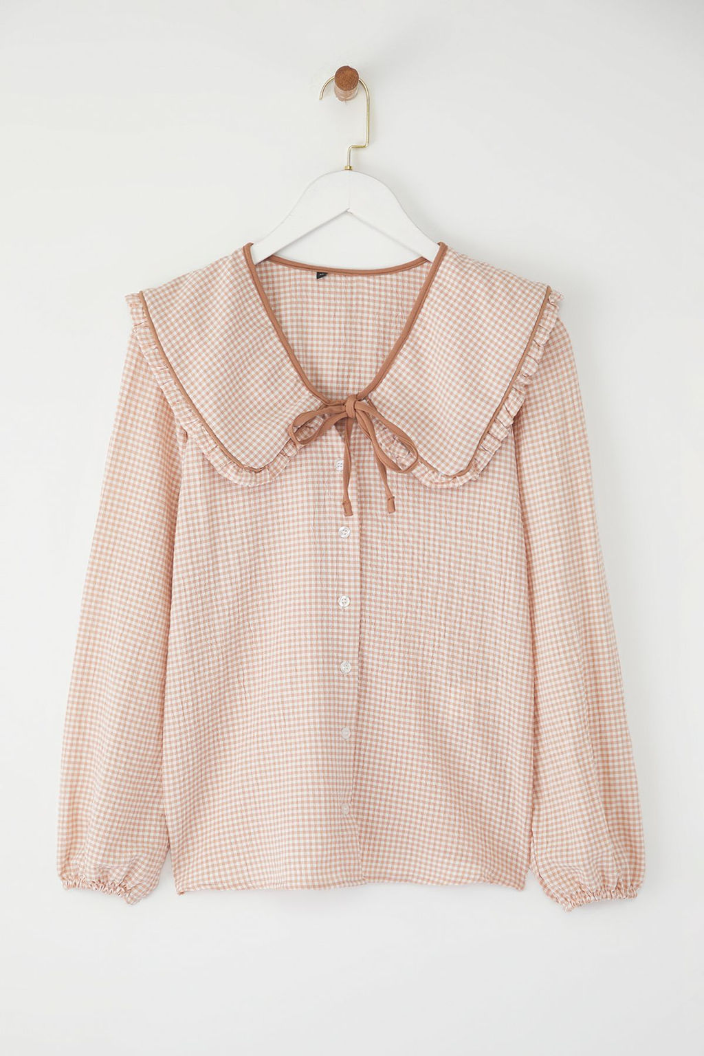 TRENDYOLMILLA Kiremit Gofreli Potikare Bebe Yaka Dokuma Gomlek TWOSS25GO00064  фото 5