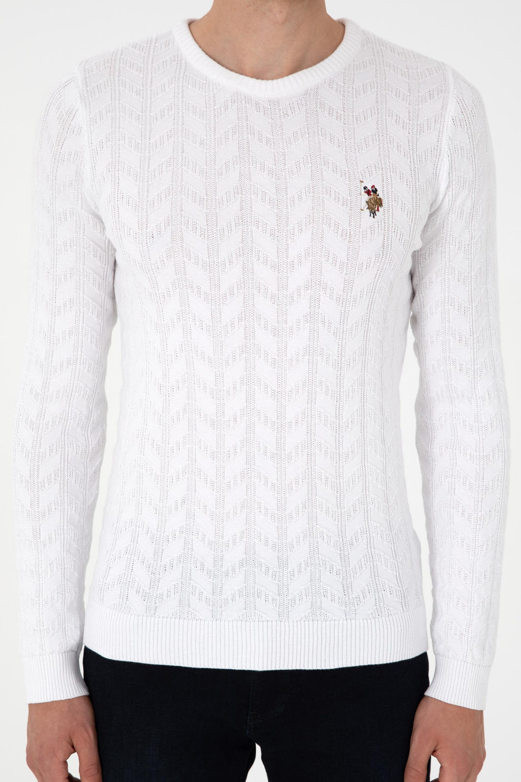 Мужской белый базовый свитер - U.s. polo assn фото 6