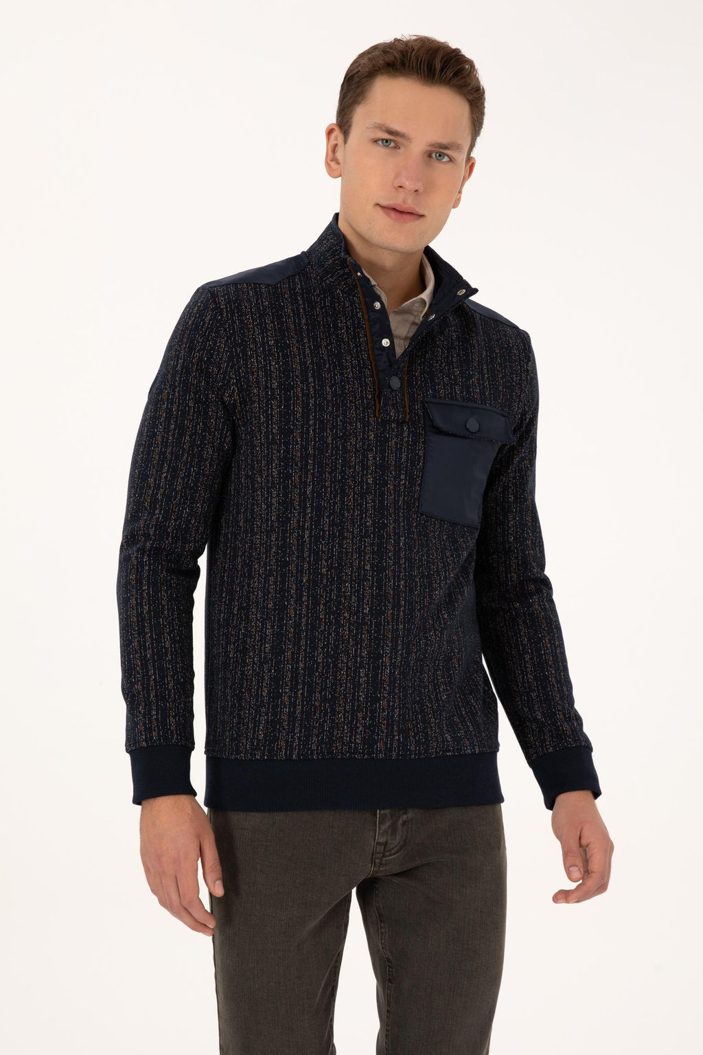 Erkek Regular Fit Bisiklet Yaka Lacivert Sweatshirt