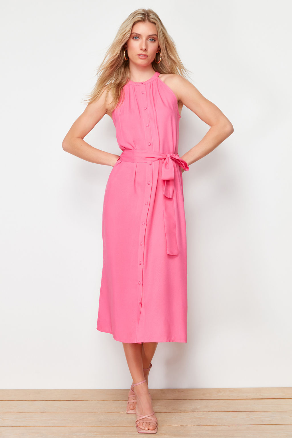 Fusya Kusakl? Hakim Yaka Midi Dokuma Gomlek Elbise TWOSS19XM0112