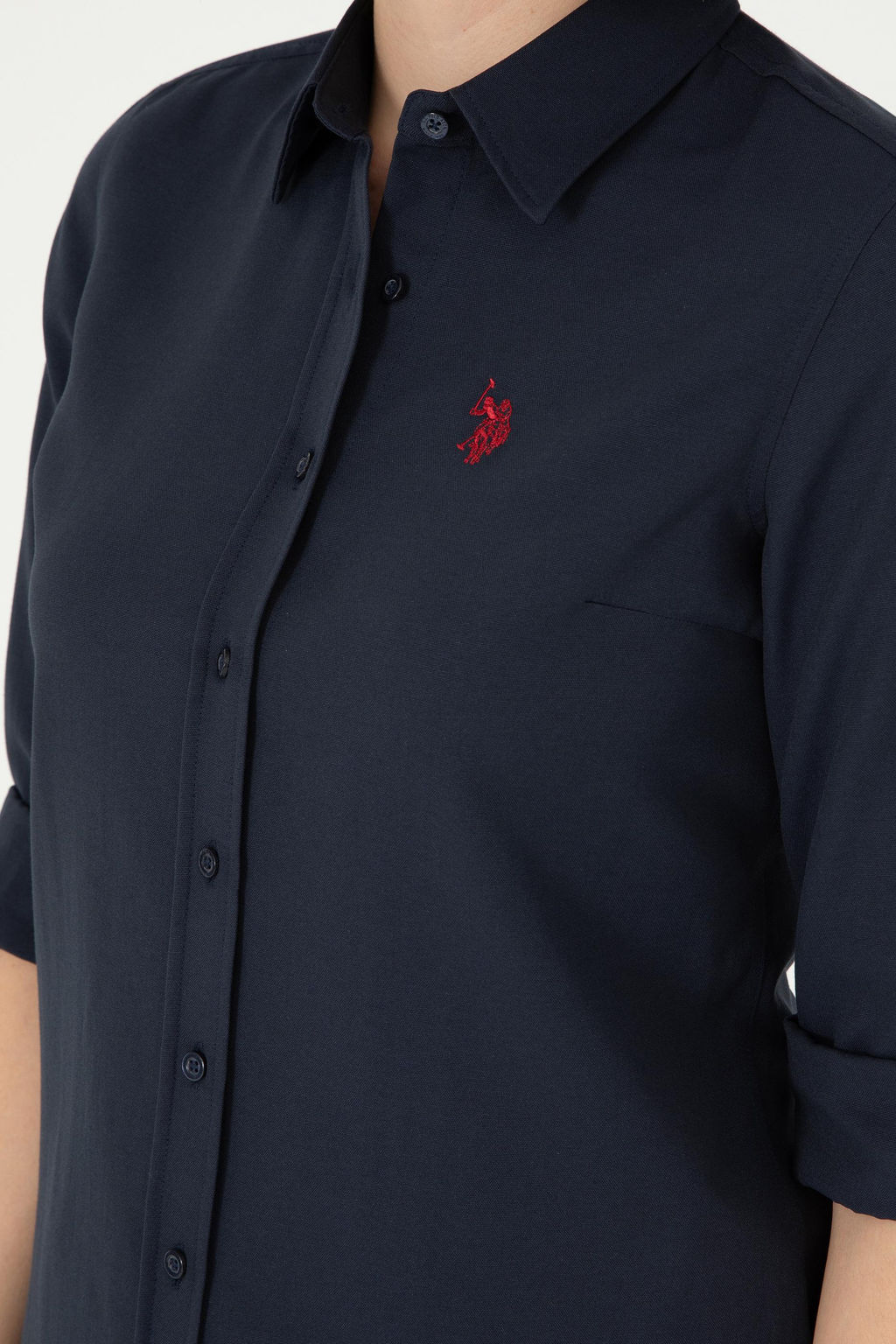 Женская базовая рубашка темно-синего цвета с длинным рукавом - U.s. polo assn фото 13