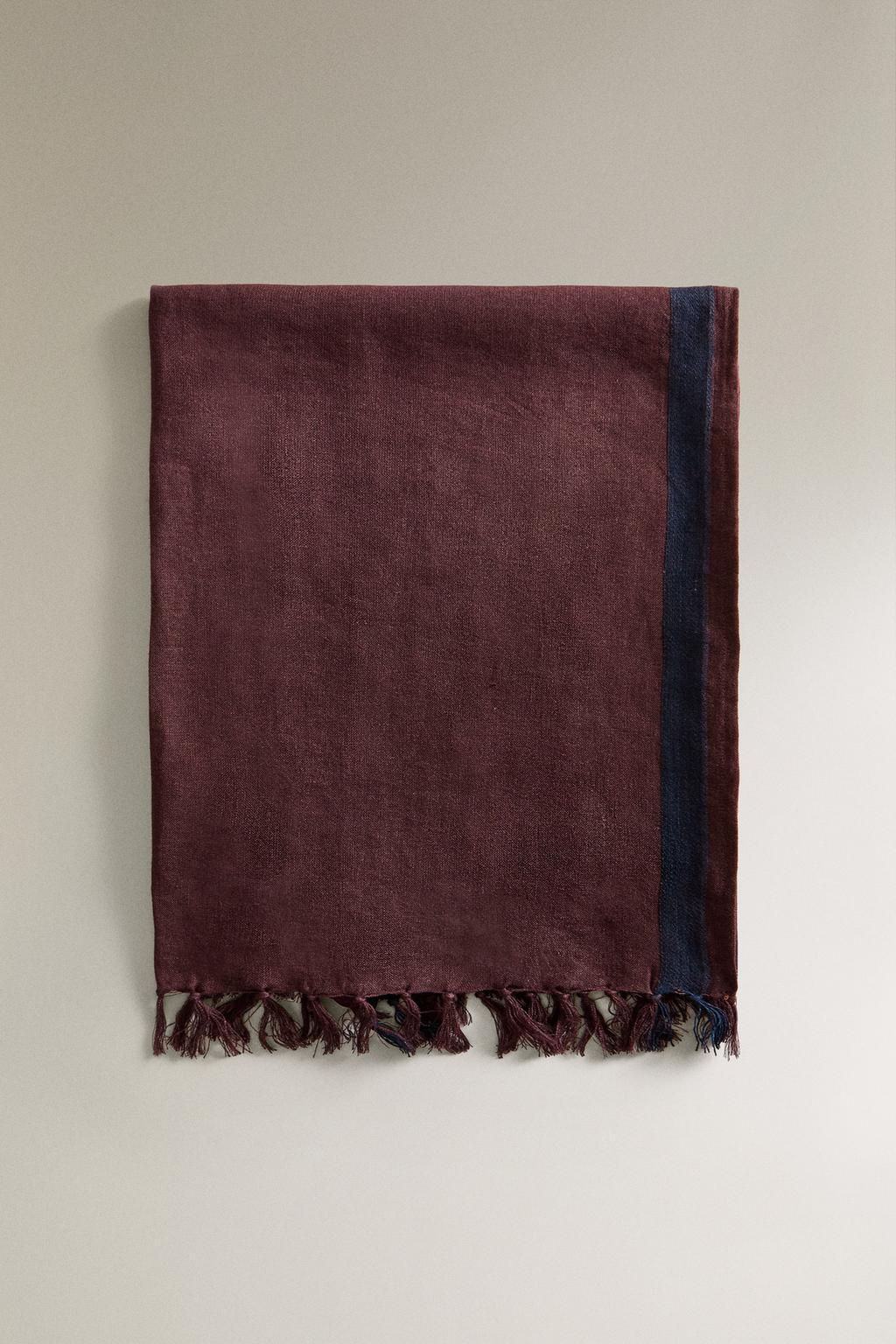 STRIPED LINEN WRAP BEACH TOWEL WITH FRINGING - Zara фото 9