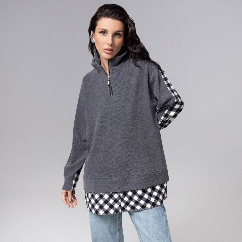 Свитшот с имитацией многослойности, Путешествие начинается (мокрый асфальт) - Charutti фото 8