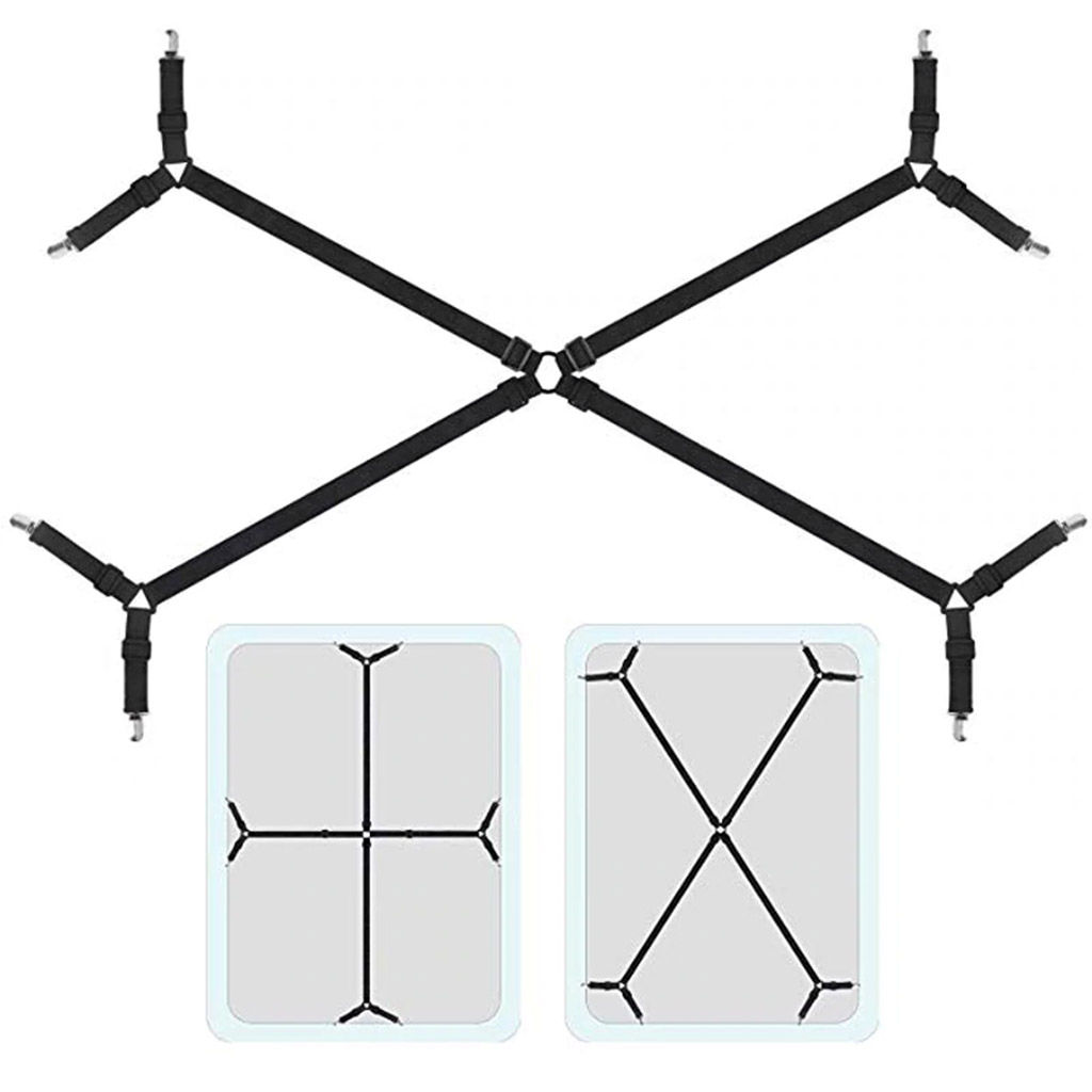 Держатель для простыни цельный 130см, 8 лучей по 30см-8 зажимов, с регулировкой длины, для матрасов 90х200-180х200см, цвет черный (Китай) - Домашняя мода фото 3