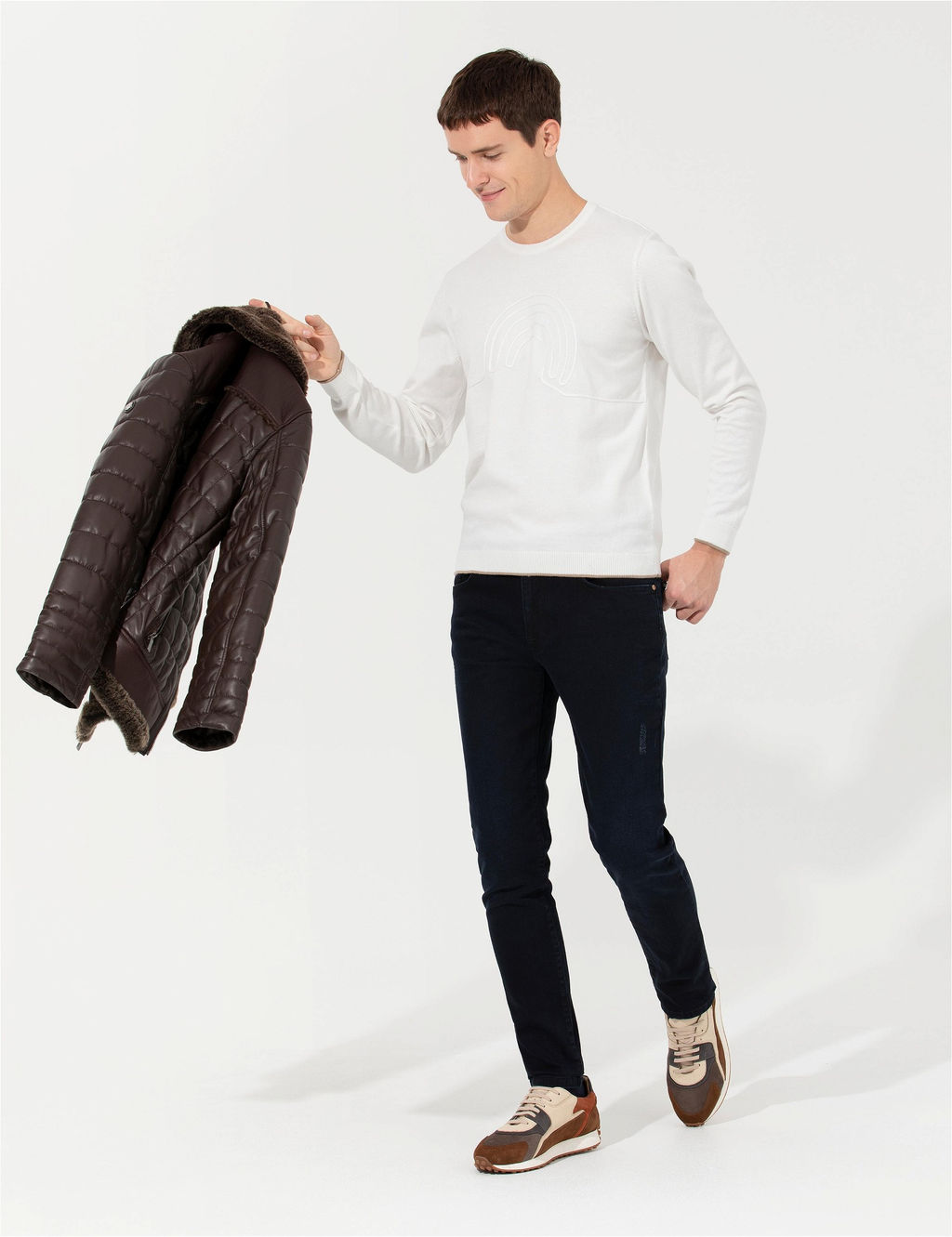 Ekru Regular Fit Bisiklet Yaka Triko Kazak - Pierre cardin фото 3