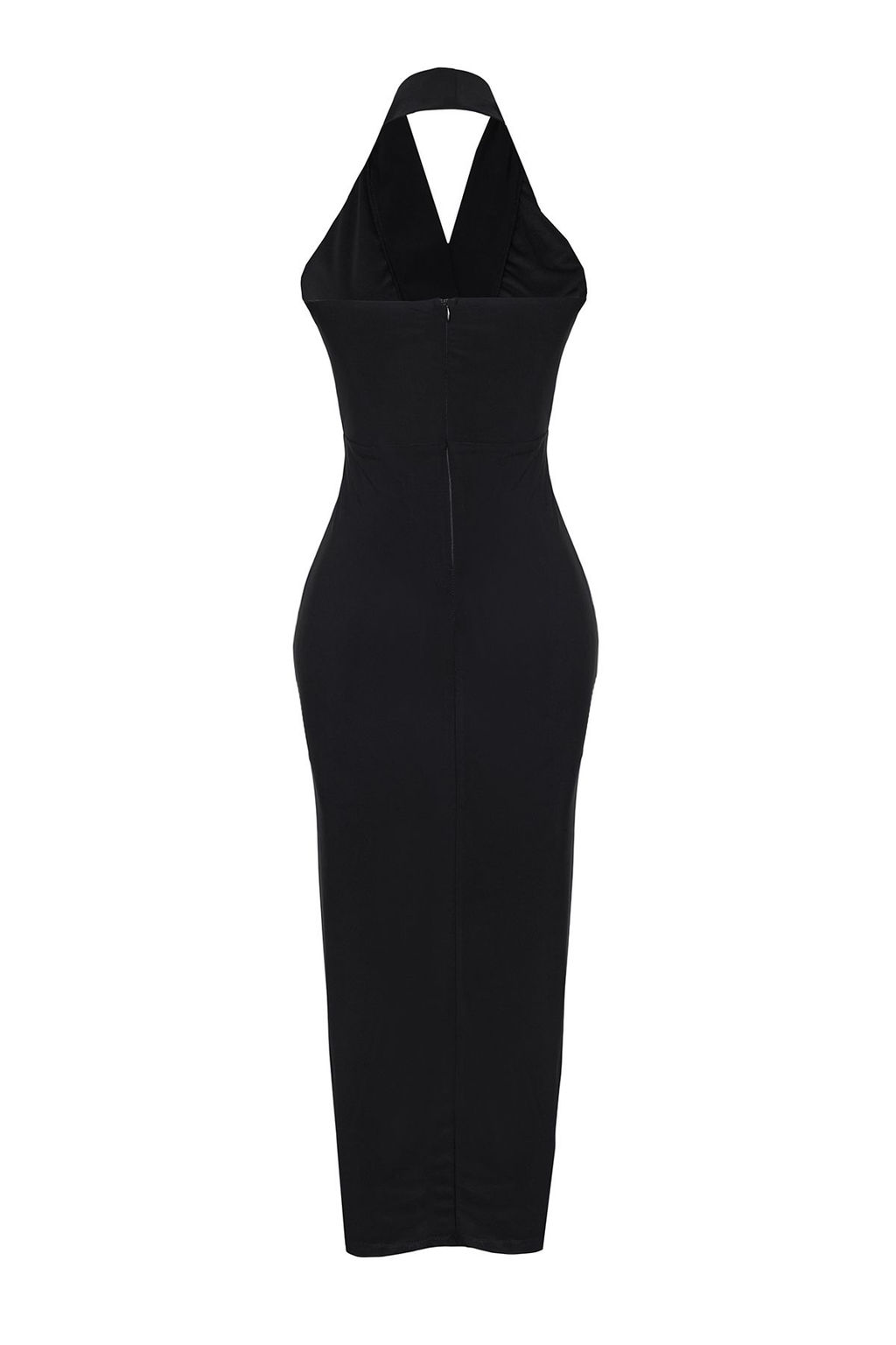 TRENDYOLMILLA Siyah Kruvaze Yaka Aksesuar Detayl? Orme Midi Elbise TPRSS25EL00052