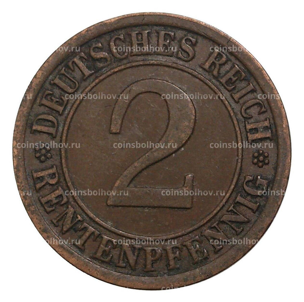 Монета 2 рентенпфеннига 1923 года А Германия