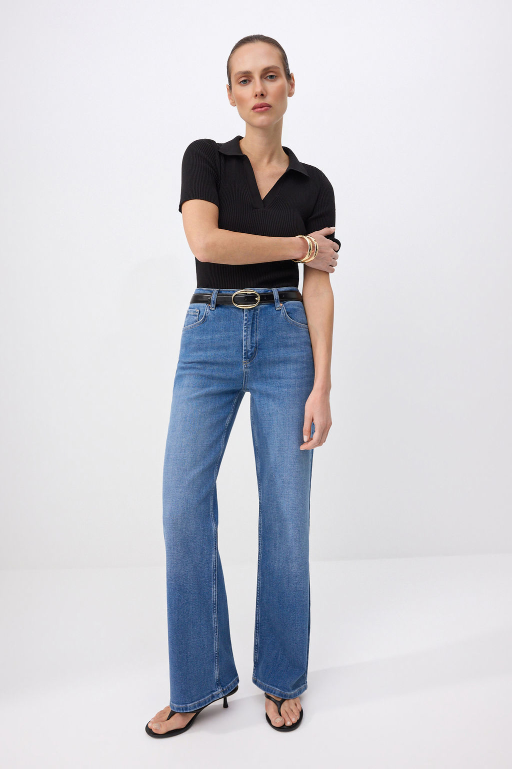 Mavi Yuksek Bel Orta Esnek Straight Duz Kesim Jeans TWOSS26JE00147 - Trendyolmilla фото 13